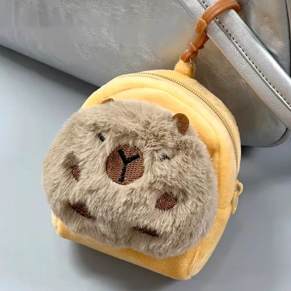 Cute Plush Capybara Coin Purse Cartoon Animal Shape Wallet Key Lipstick Headphone Storage Bag Creative Capybara Kawaii Pouch