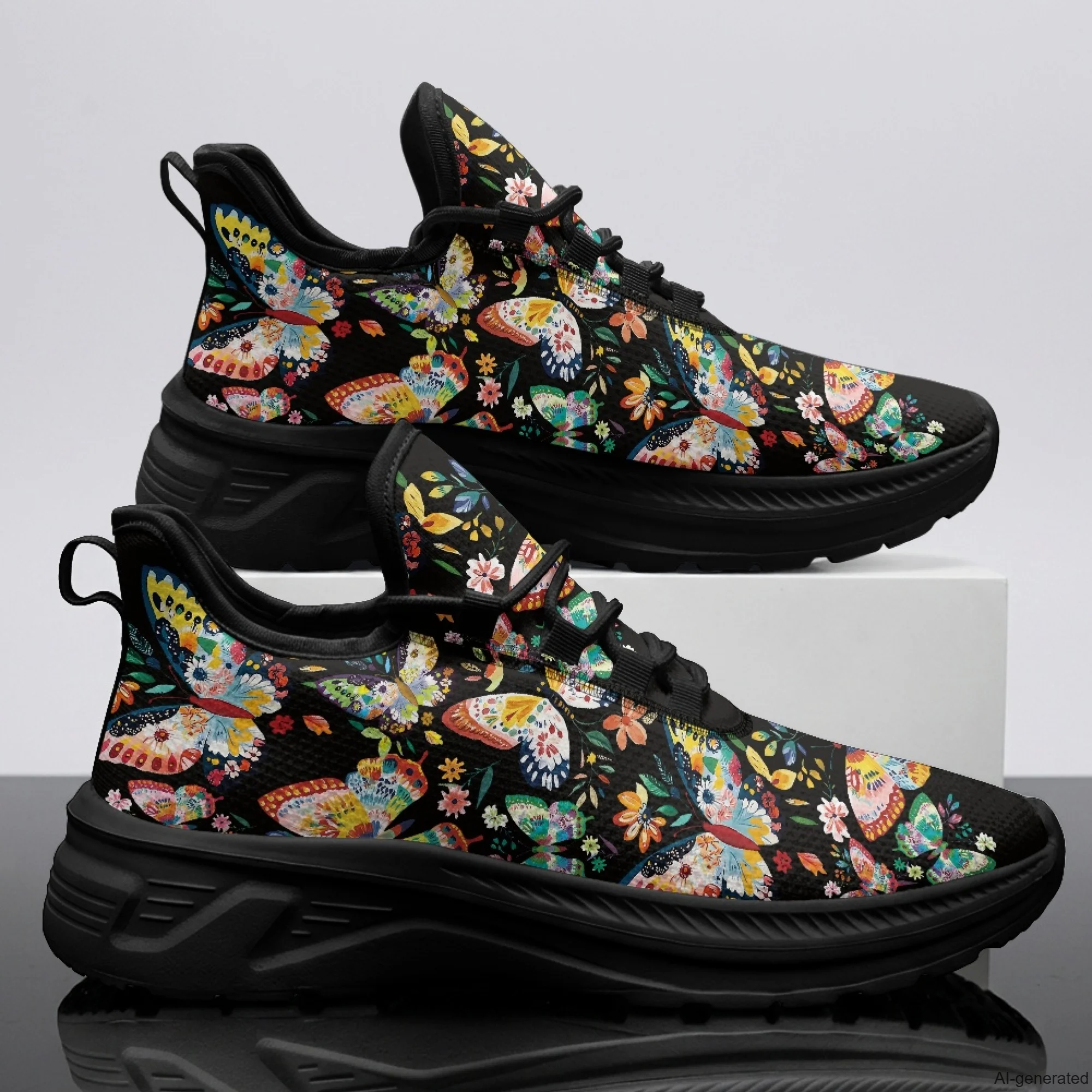 XIXIRIMIDO Womens Walking Shoes Nurse Shoes Nurse Sneakers Butterfly Print Tenis Masculino De Corrida Barefoot Shoes 35-48