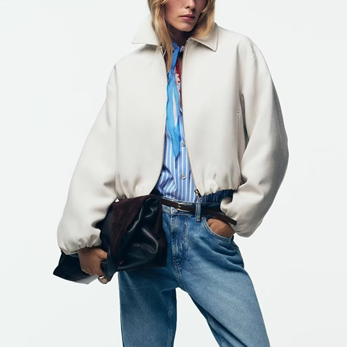 معطف Jaet نسائي منتفخ بسحاب من Faionable Sle Personali يوميًا لخريف 2025 وصل حديثًا معطف فضفاض مناسب #2