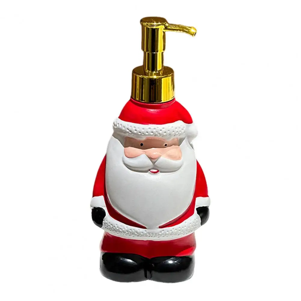 Christmas-Themed Soap Dispenser Deer Snowman Design with Anti-Slip Base, Water-Absorbent Bathroom Bottle