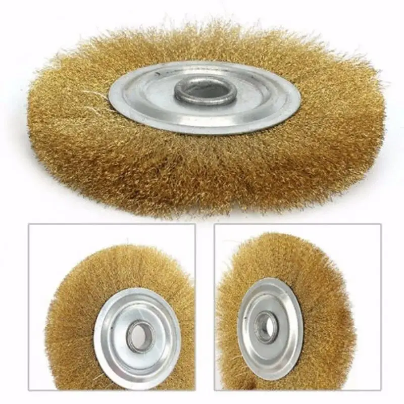 1pc 5Inch 125mm Pure Copper Wire Brush Round Wheel for Bench Grinder Metal Polishing Deburring