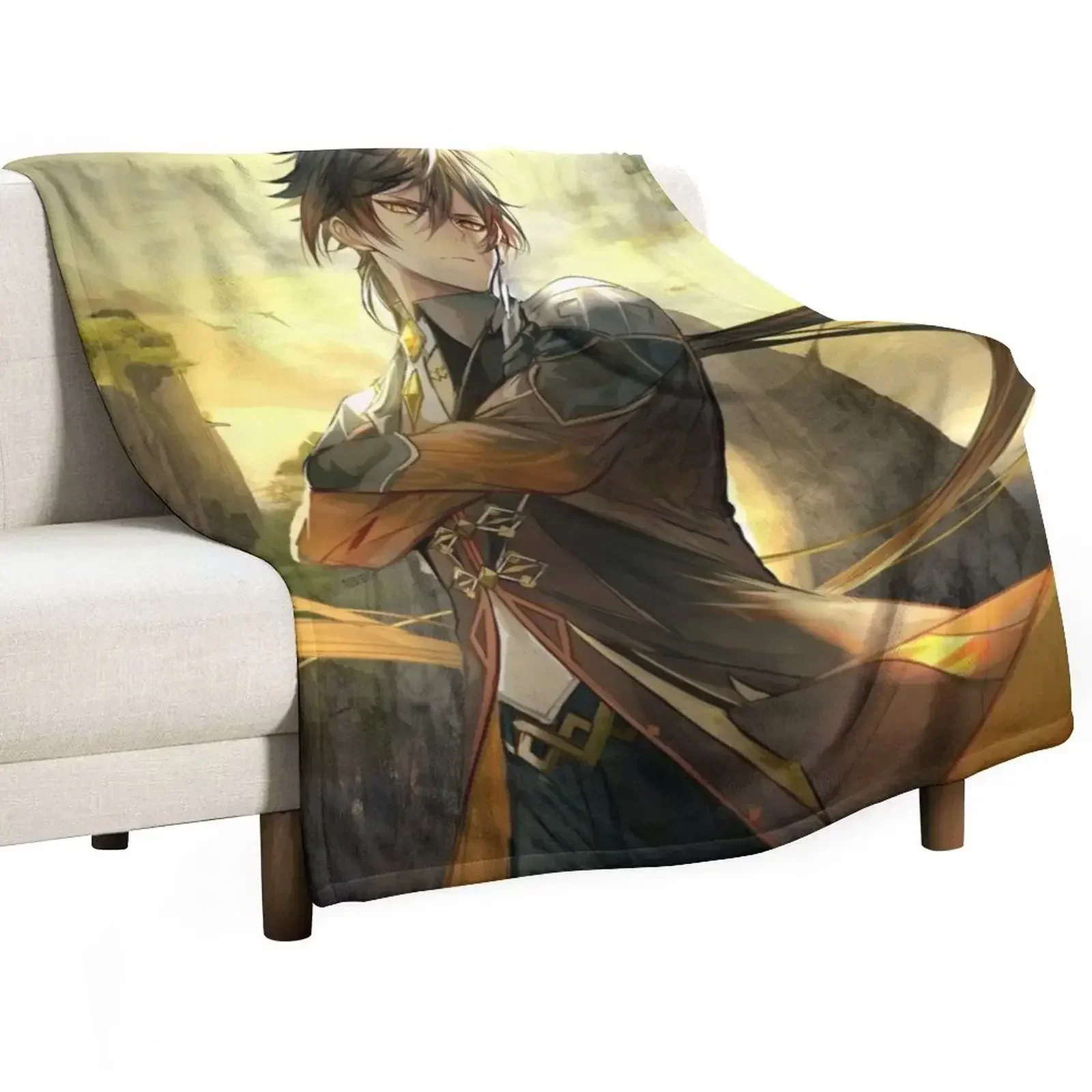 Zhongli ! Throw Blanket Giant Sofa Baby Shaggy Warm warm for winter Flannel Blankets