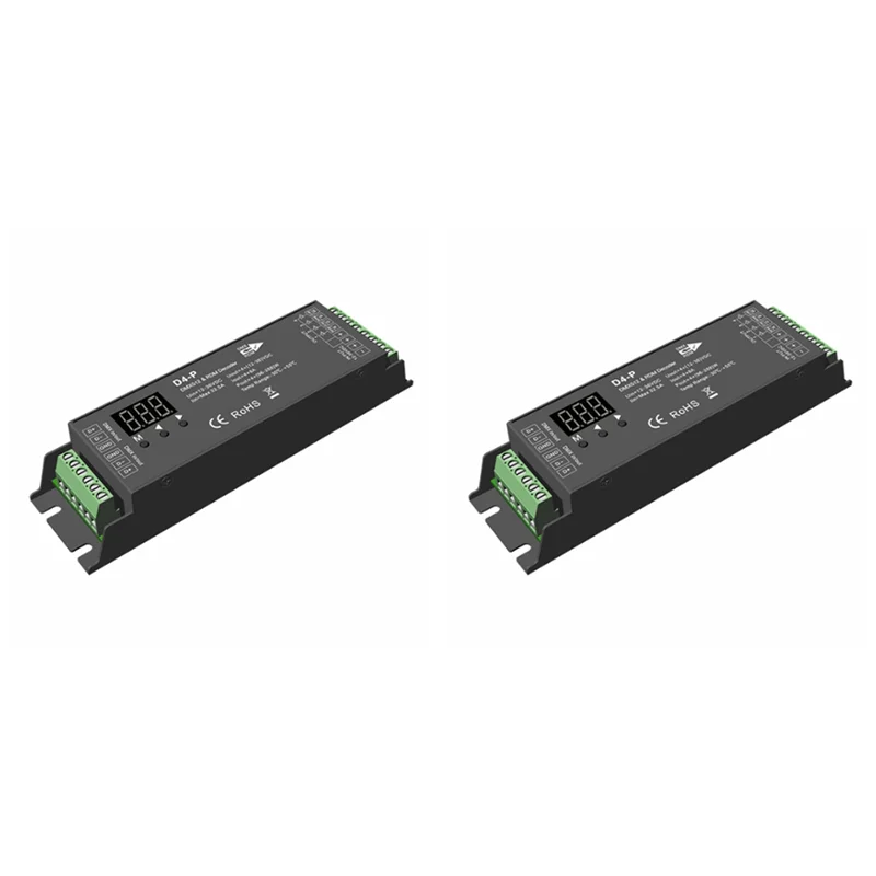 

FULL-4X D4-P 4 Channel PWM Constant Voltage DMX &RDM LED Decoder Controller Digital Display XLR3 RJ45 Port DC12-36V