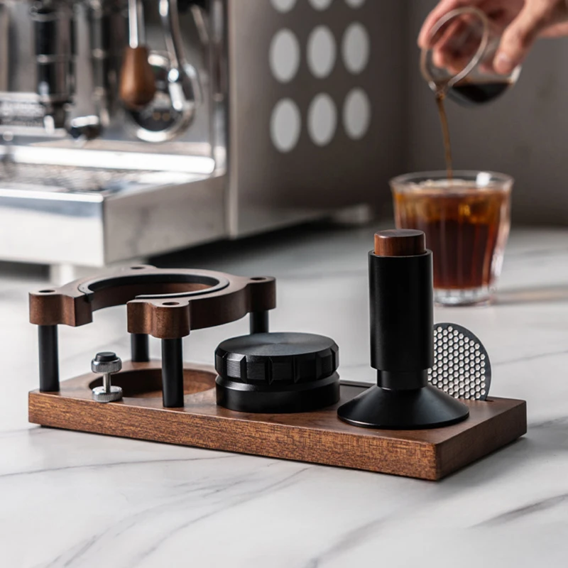 51/53/54/58mm Wood Espresso Tamper Station Stand Portafilter Holder Filter Screen Holder Espresso Tamping Storage Rack Barista