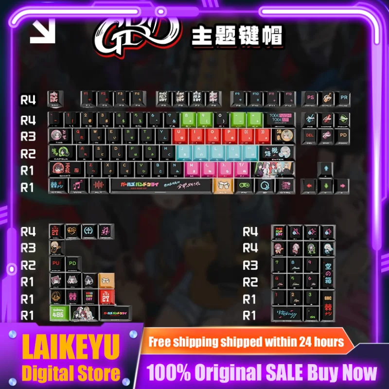 

GBC Band Theme Аниме Keycap Set Cherry Profile PBT для механической клавиатуры ПК Игровые аксессуары Коллекция клавиш на заказ Подарок