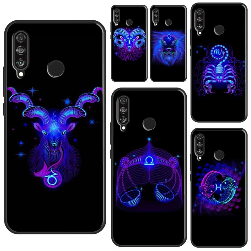 Neon Zodiac Signs Case For Huawei P30 Lite P40 P20 Pro P Smart Z 2019 Nova 5T Honor 50 10 Lite 10i 8X 9X 8A