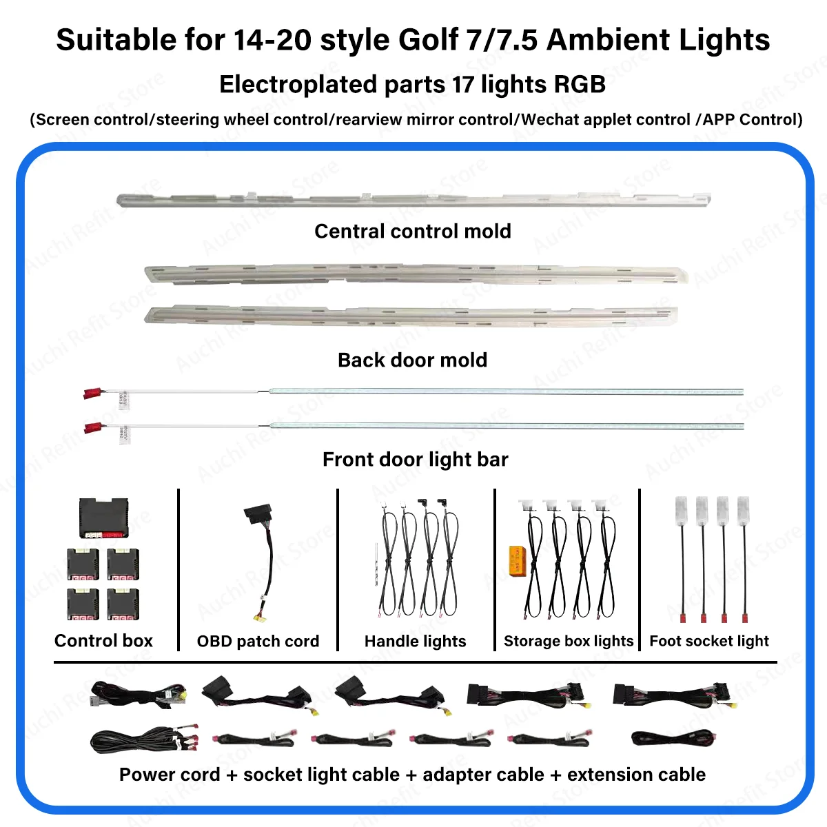 

10/30 цветов светодиодный окружающий свет для Volkswagen Golf 7 GOLF 7,5 MK7 2014-2021 автомобильный внутренний RGB декоративный атмосферный светильник ремонтная часть