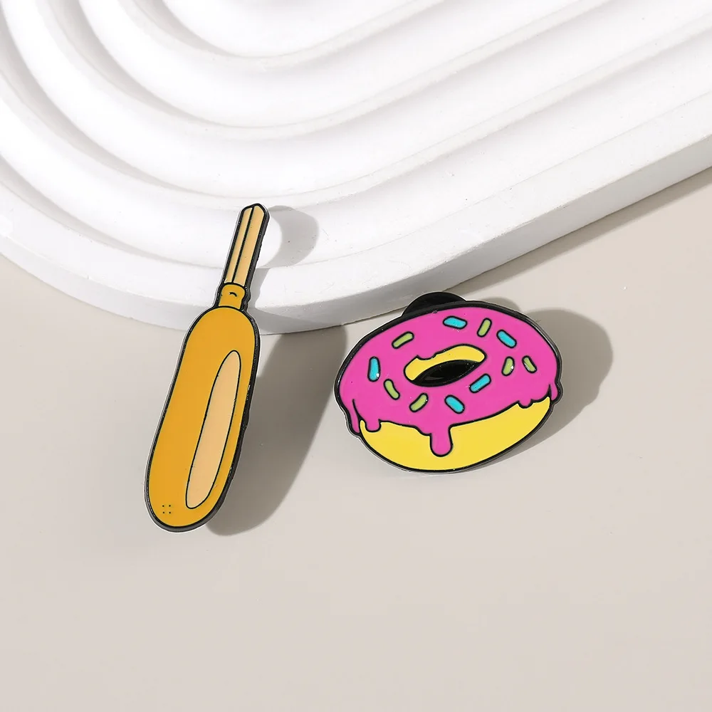 Новая-трансграничная-забавная-брошь-в-виде-пончика-для-хот-догов-креативная-запеченная-эмаль-пищевой-металлический-значок-брошь-для-одежды