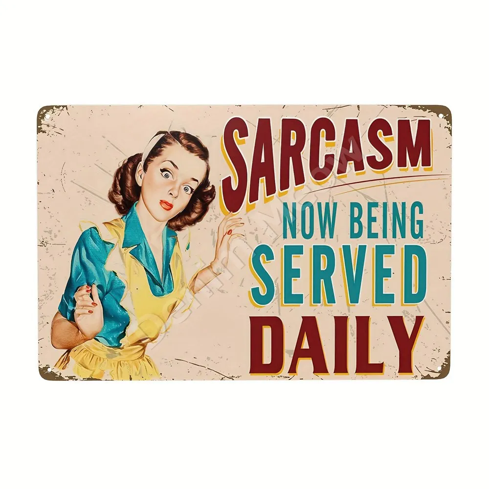 Lustiges Retro-Metall zinnschild, Sarkasmus, jetzt täglich serviert, Vintage Wand plakette, Plakat für Cafe, Bar, Küche, Wand dekor Geschenk – Detail 7