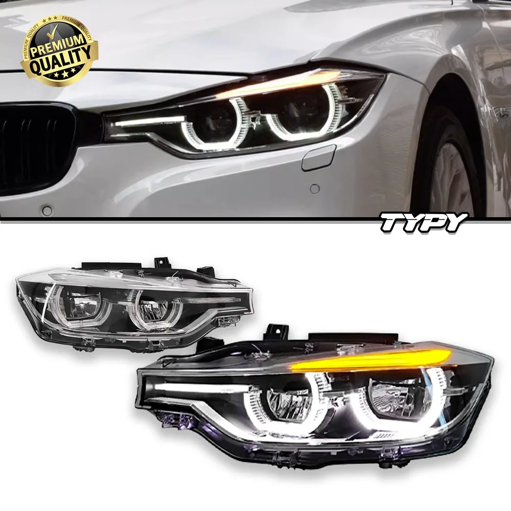 

TYPY Новая обновленная фара F30 для BMW 3 серии F30 F35 2015-2018 Светодиодная фара с двойной линзой проектора с синей отделкой Автомобильная фара