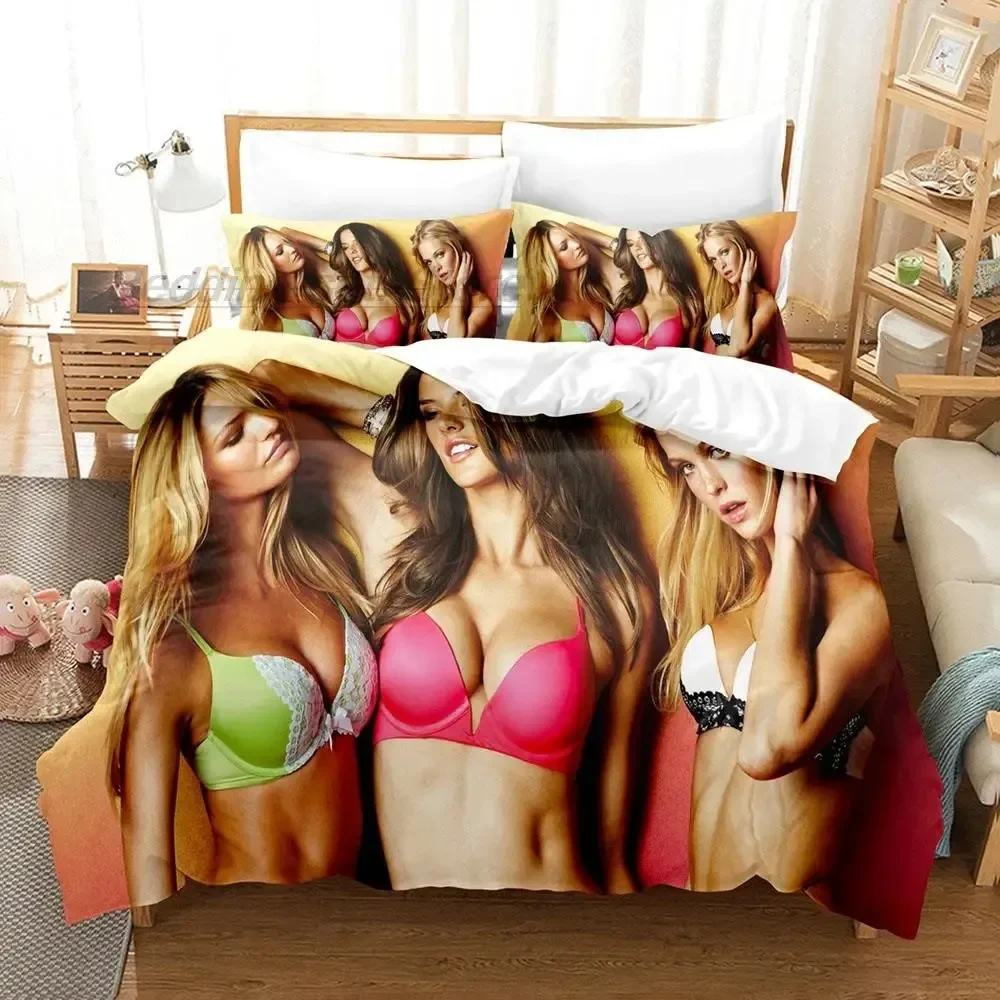 

Bikini Anime Beauty Bedding Set Single Twin Full Queen King Size Bed Set Aldult Kid Bedroom Duvetcover Sets Europe and America