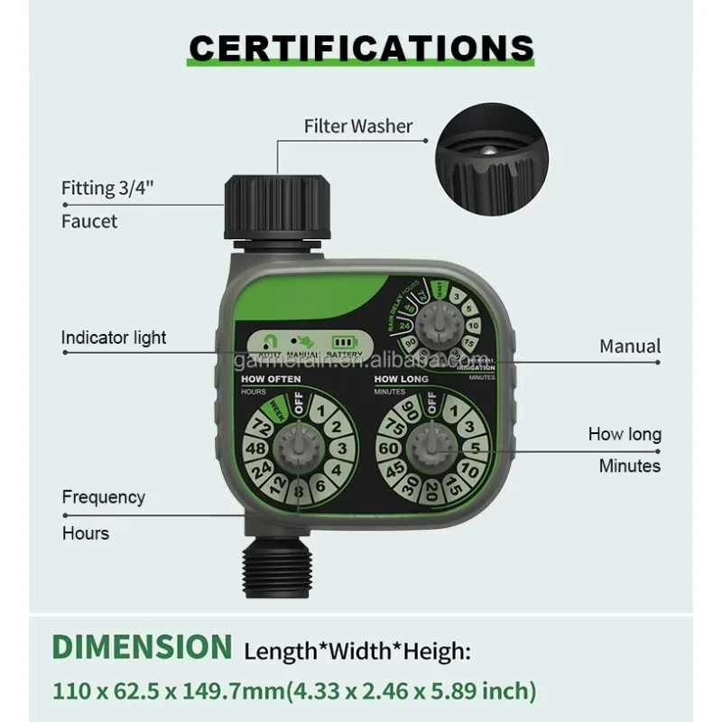 Sistema di irrigazione automatico intelligente per irrigazione da giardino agricolo, timer per tubi dell'acqua