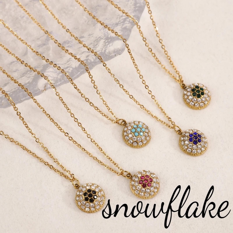 

Fashion Diamond Hemisphere Necklace Light Luxury Stainless Steel Pendant Women's Popular Jewellery Gift