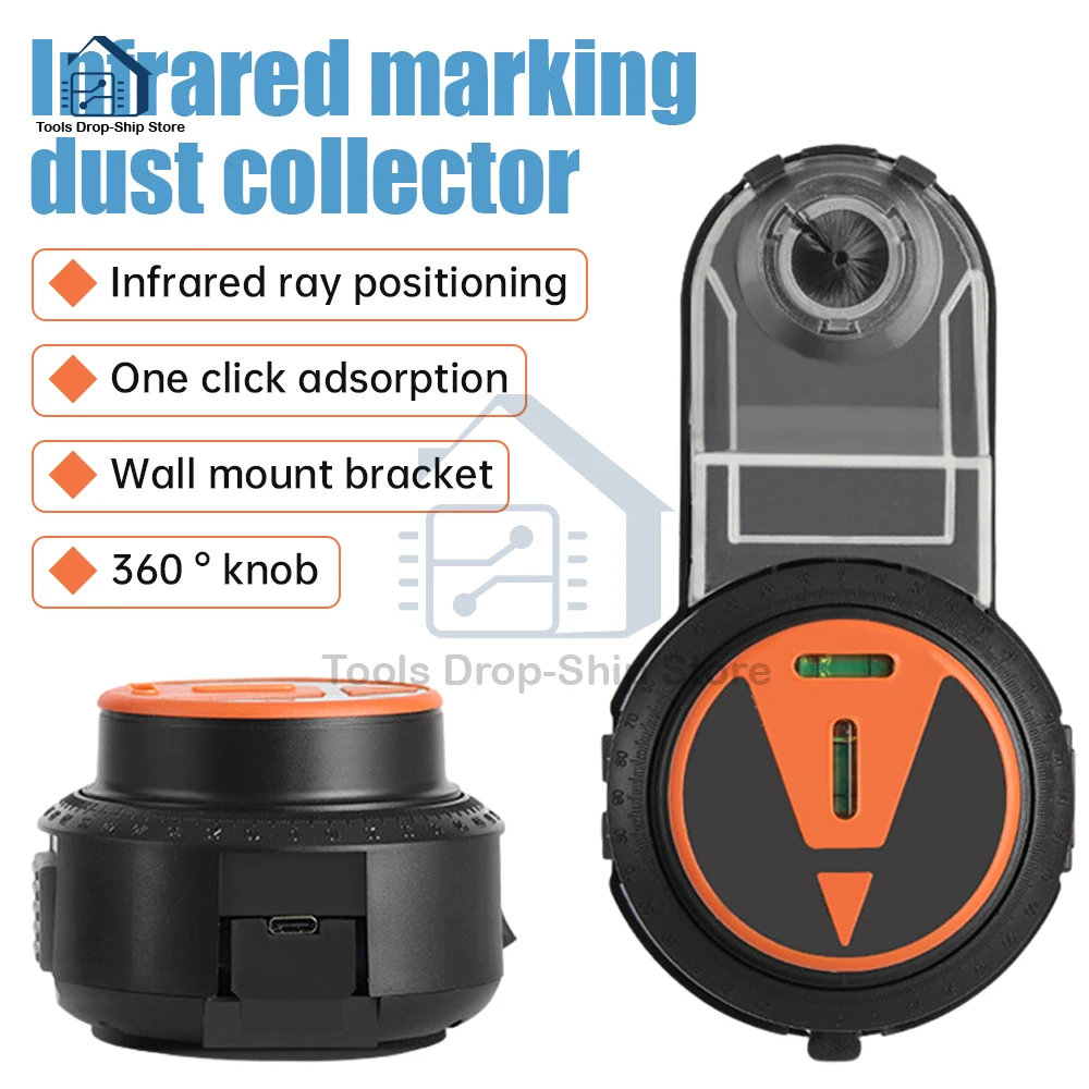 2 In 1 Electric Drilling Dust Collector with 360 Laser Level Detachable Wall Vacuum Drill Dust Collector Dust Cleaning Tools