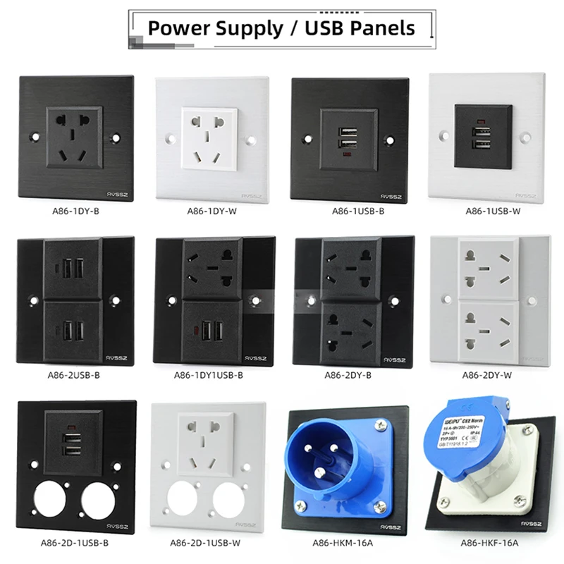 

1/2/3/4 Holes/Blank Board 86 Panel D Type SUB RCA Wall Sockets 86 Panel Information Box Audio Video Power Outlet Aluminum Alloy