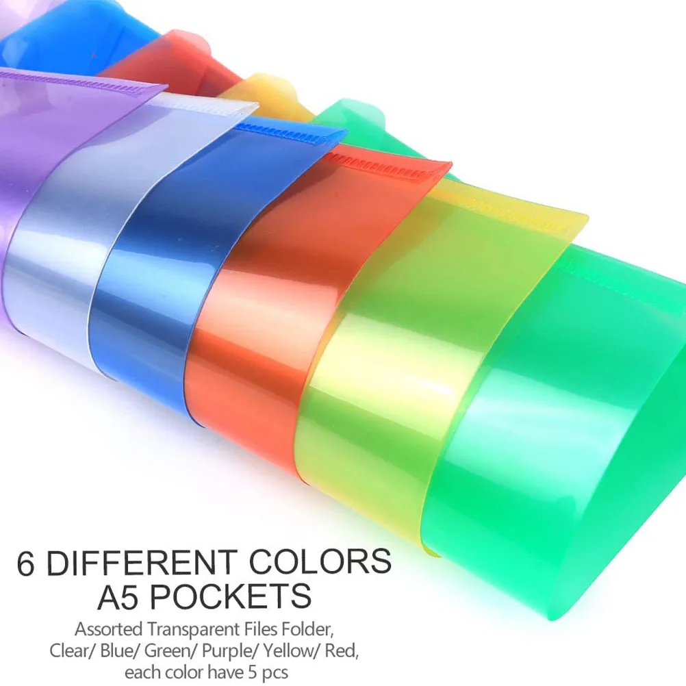

12 Pcs Colorful File Bag Document Organizer Holder Transparent for Shipping Plastic Folders