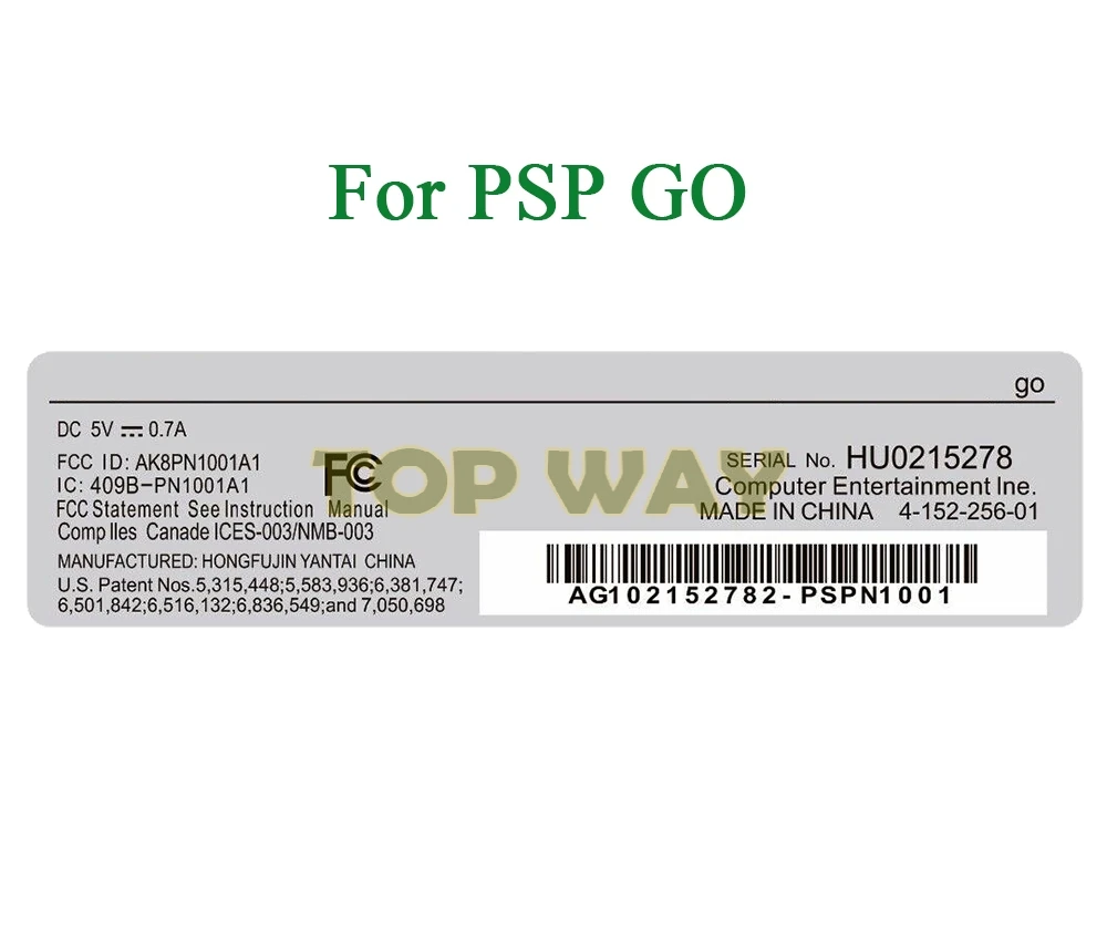 Etiqueta adhesiva de 5 piezas para consola PSP GO, cubierta de Host táctil trasera, etiqueta de placa frontal