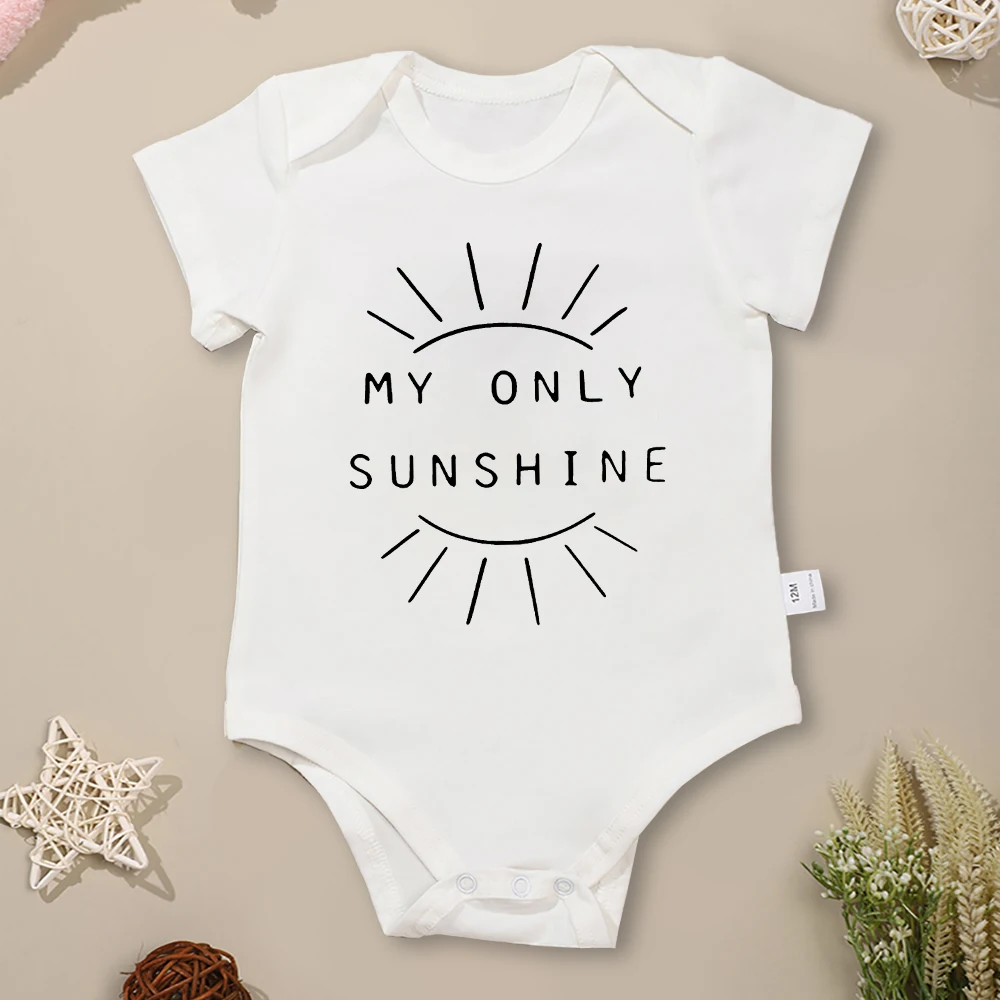 Twin Bodysuit Baby Boy and Girl Clothes “You Are My Only Sunshine” Print Aesthetic Harajuku Infant Onesies Cotton High Quality