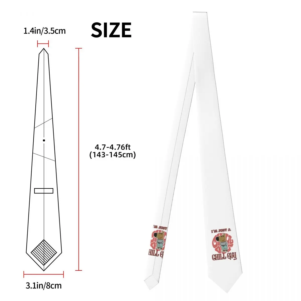 Chill Guy Vibes I'm Just A Chill Guy галстук для мужчин шелковый полиэстер 8 см галстуки вечерние костюмы галстук повседневный Gravatas