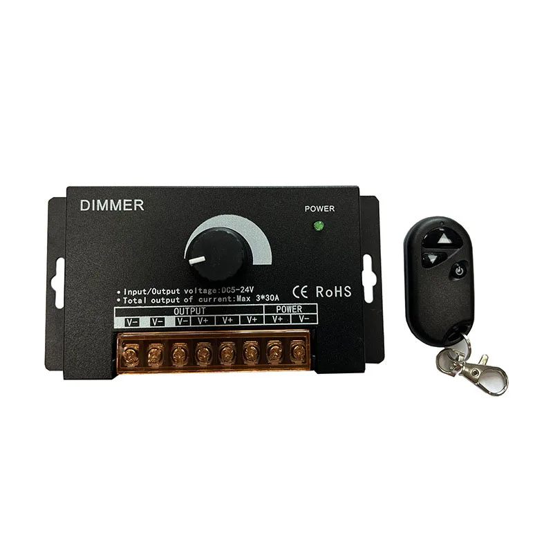 DC5-24V Wireless Dimmer High-power RF Wireless 3-key Iron Case 90A Knob Dimmer with Automatic Memory Function