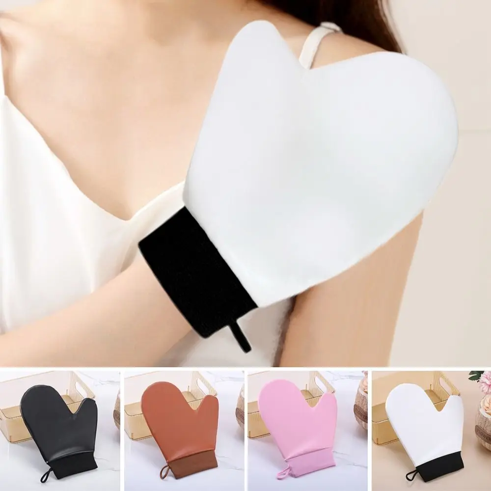 Leather Self-Tanning Mitt Reusable Washable Body Lotion Glove Double-Sided Sunless Fake Tan Body Face Self Tan Glove