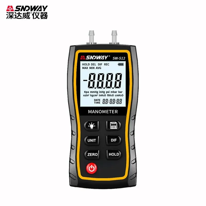 New Arrival SNDWAY SW-512 Series 0-103kpa LCD Digital Dual-Port Manometer Differential Pressure Gauges Tester For Air Conditioni