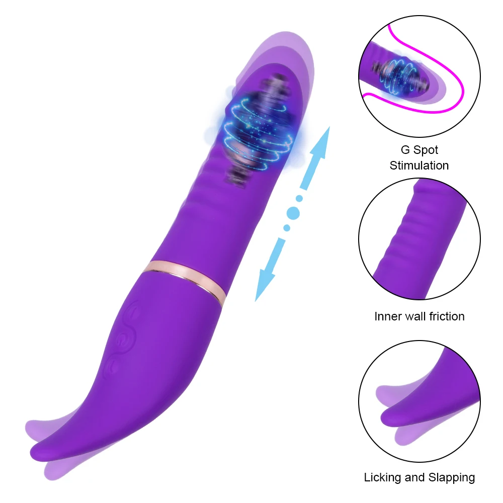 Telescopic Swing Dildo Vibrator Oral Sex Tongue Licking G-spot Female Sex Toys for Women Clitoral Stimulator 10+10 Speed