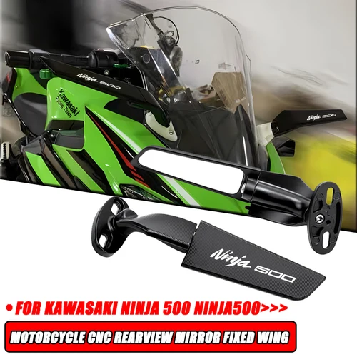 Para Kawasaki NINJA 500 NINJA500Motocicleta CNC espejo retrovisor de ala fija, espejo retrovisor de motocicleta, espejo retrovisor de motocicleta