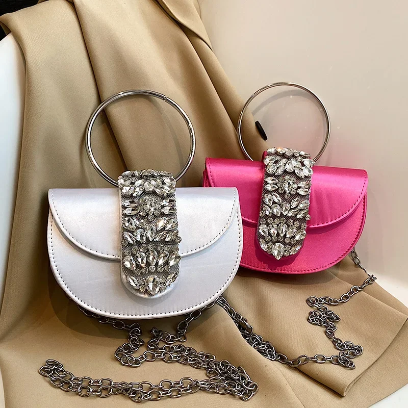 2024 New Women Luxury Evening Bags Shiny Rhinestone Clutch Money Purses Fashion Shoulder Bag Handbag Wedding Party Dinner Bag