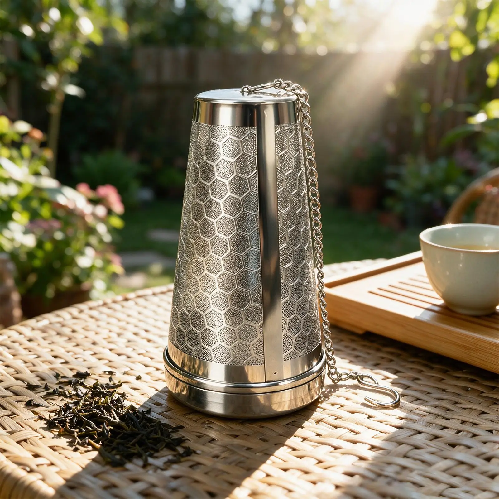 Stainless Steel Tea Strainer With Pendant High Density Mesh Holder Infuser Basket Tea Strainer For Kitchen Cooking Baking Food