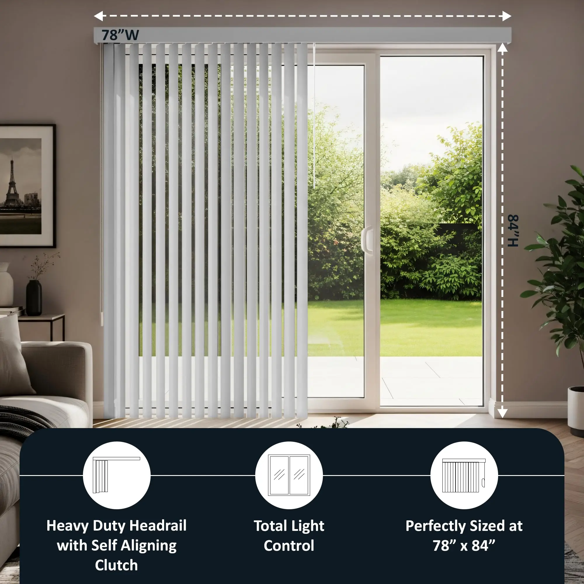Vertical Blinds for Sliding Glass Doors - Size 78