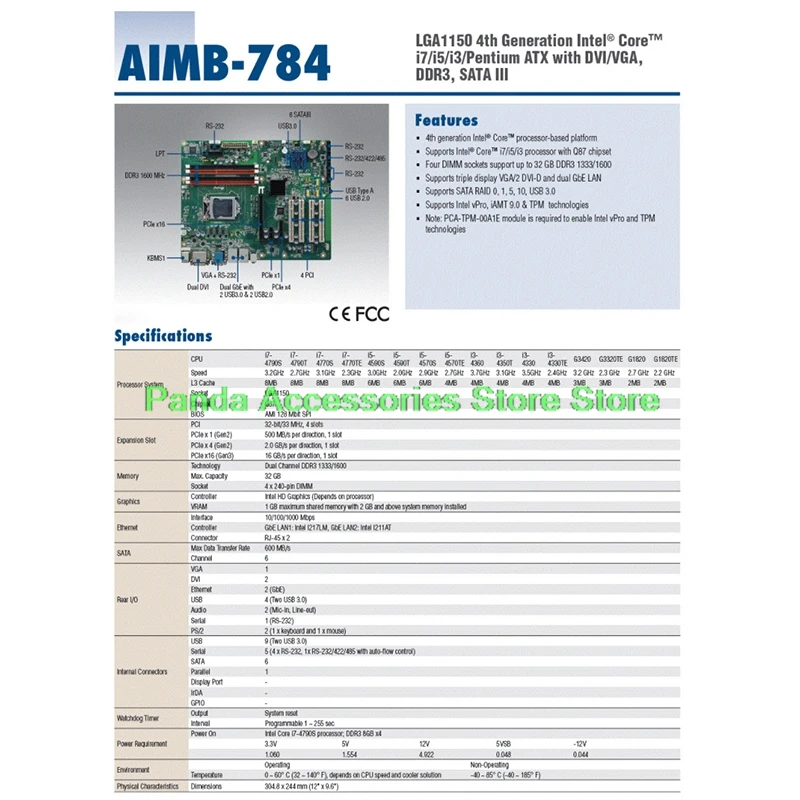 Imagem -06 - Motherboard Core para Advantech Controle Industrial Aimb784g2 Aimb-784g200a1e 4ª Geração Cpu Suporta Chipconjunto Q87