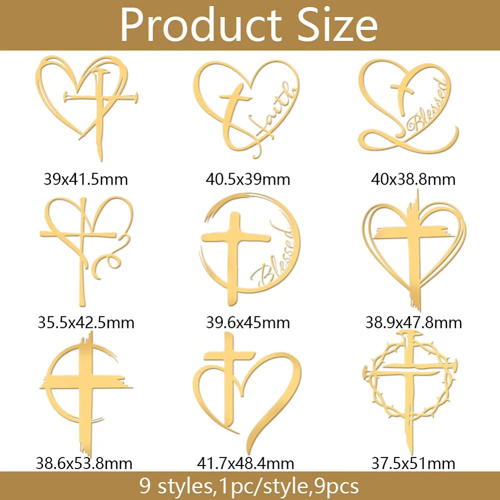 9pcs 1.6x1.6 Inch Love Metal Stickers Metal Gold Stickers Heart Shape Self-Adhesive Picture Sticker Self Adhesive Gold Sticker
