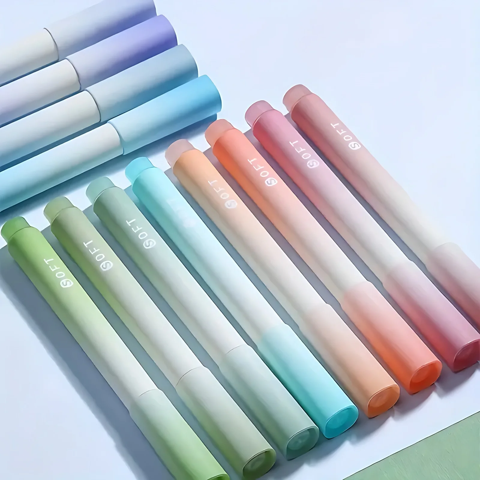 12 Colors Chisel Tip Markers Soft Gradient Light Colors Eye-Protection Markers for Art Drawing And School Supplies