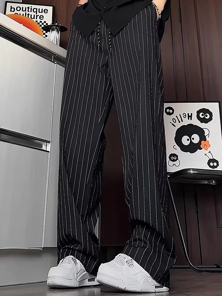 

Bla Stripe Bell Bot Casual Pants for Boys Spring Summer Straight Leg Wide Leg Sports Leisure Trousers Lengthening Legs