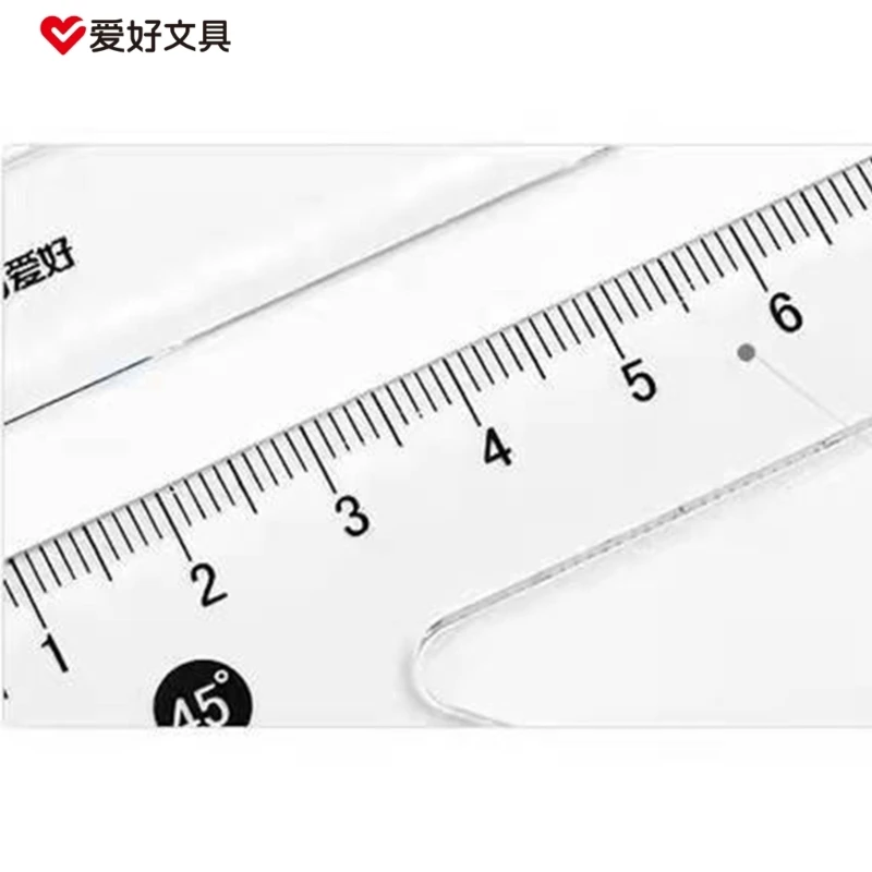 4Pcs Math Geometry Tool Set Plastic Transparent Ruler,Protractor,Triange Ruler Dropship