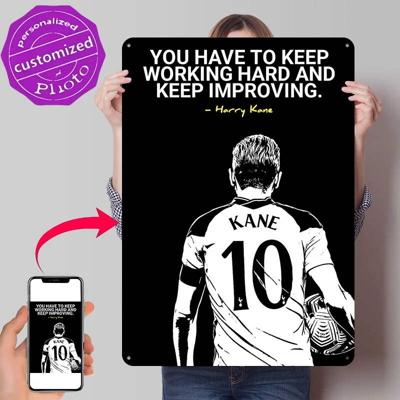 Harry Kane Inspirational Football Metal Poster Perfect Gift for Fans Lovers Personalized Wall Art Metal Sign for Office Decor