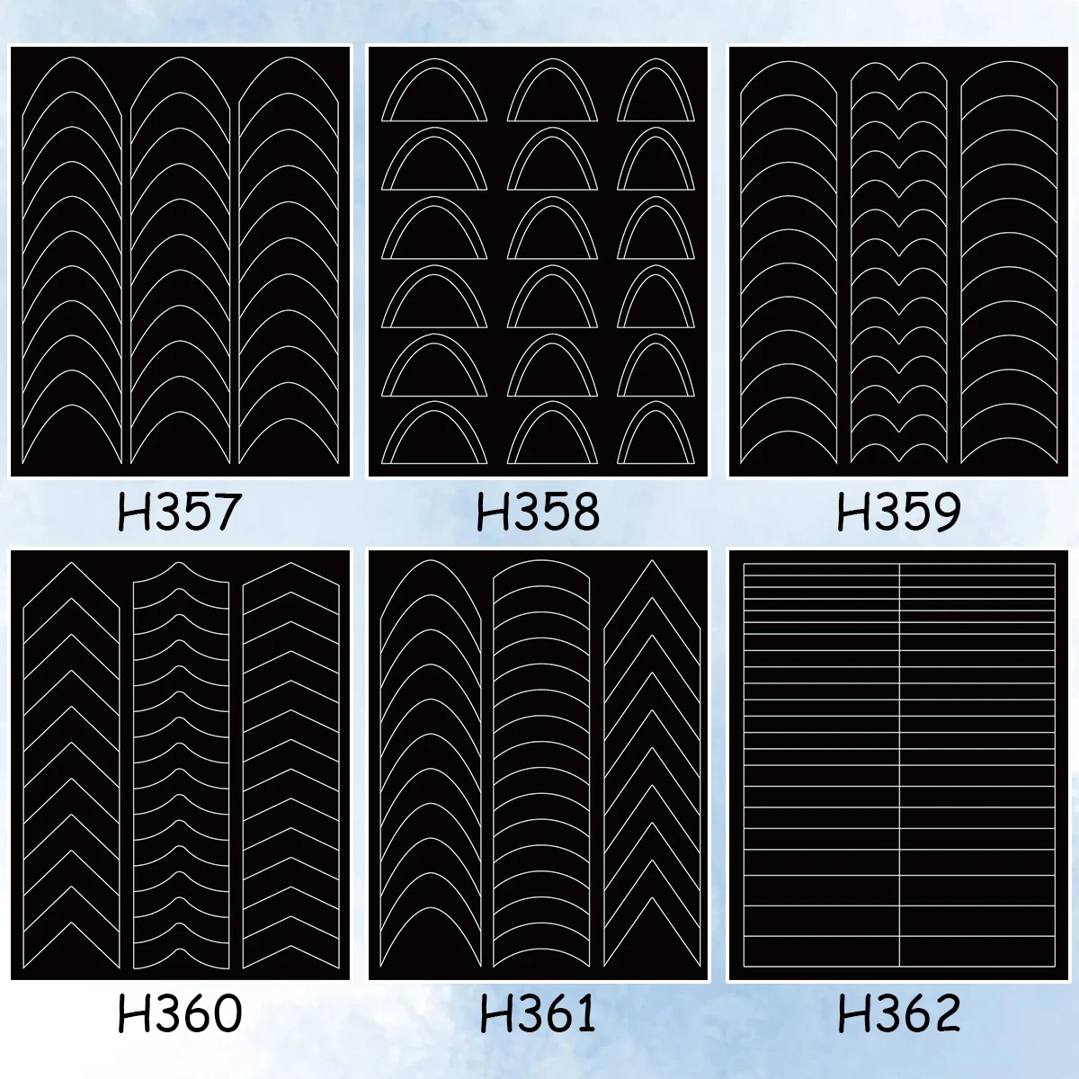 3 to 12 Sheets French Tip Nail Guide Stickers Chevron Curve Line Stencil Templates DIY Manicure Nail Stencils