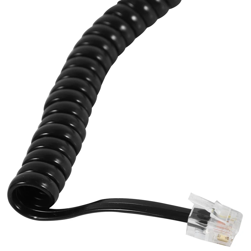 Telephone Cord Detangler, 2 Pack Black Coiled Telephone Handset Cord / 1.1 Ft Coiled 2 Pack Black Extended Rotatable Telephone P