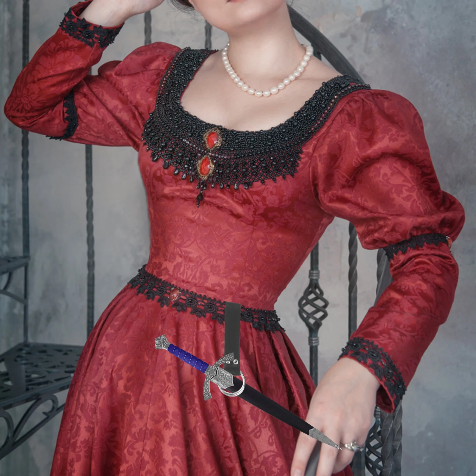 

Renaissance Skirt Belt Accessories Skirt Accessory Pleated Dress Double Ring Portable Tool Attachment Retro