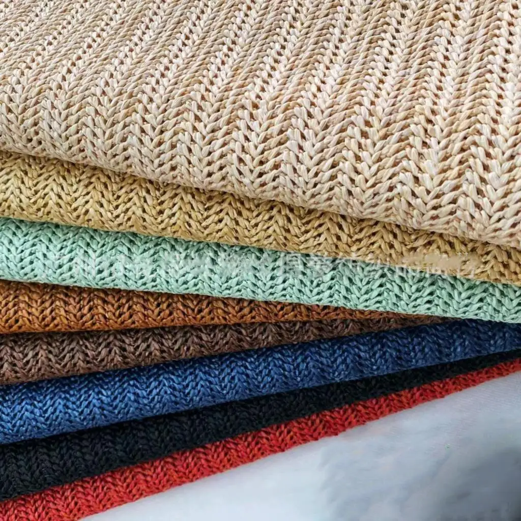 90x140cm Eco-Friendly PP Raffia Woven Fabric Breathable Handmade PP Straw Hand Knit Fabric DIY Beach Straw Hand Bag Material