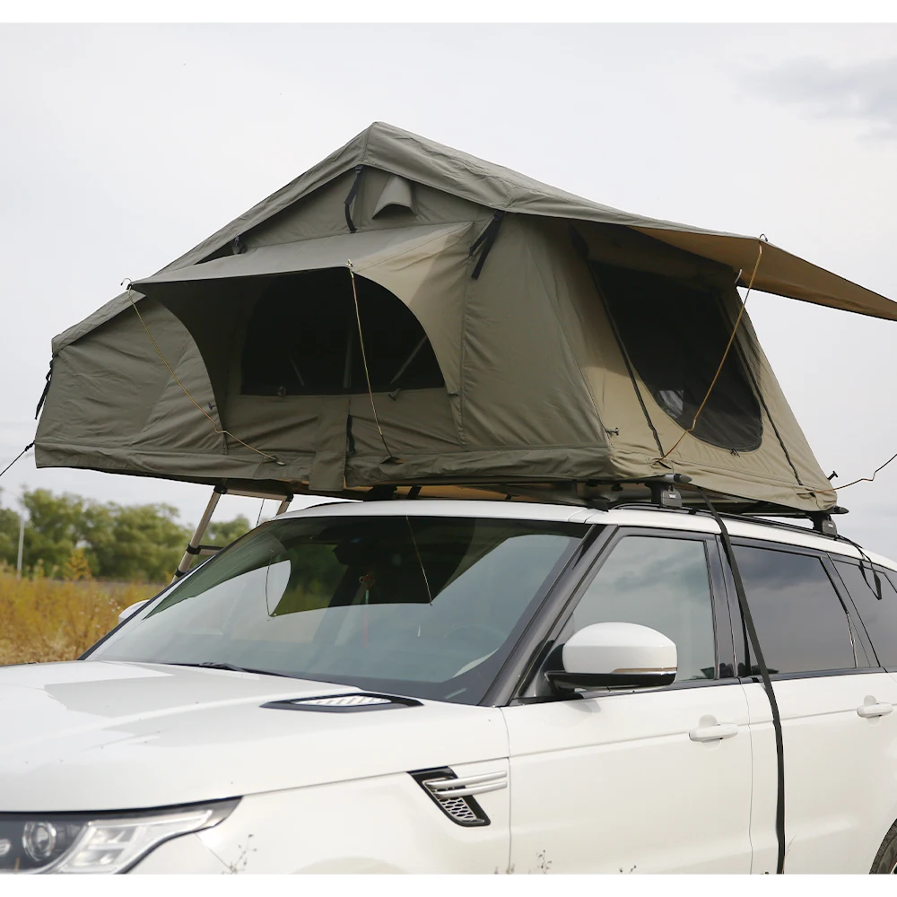 Big roof top camping tent roof car 4-person 190 cm aluminum shell roof tent with skylight