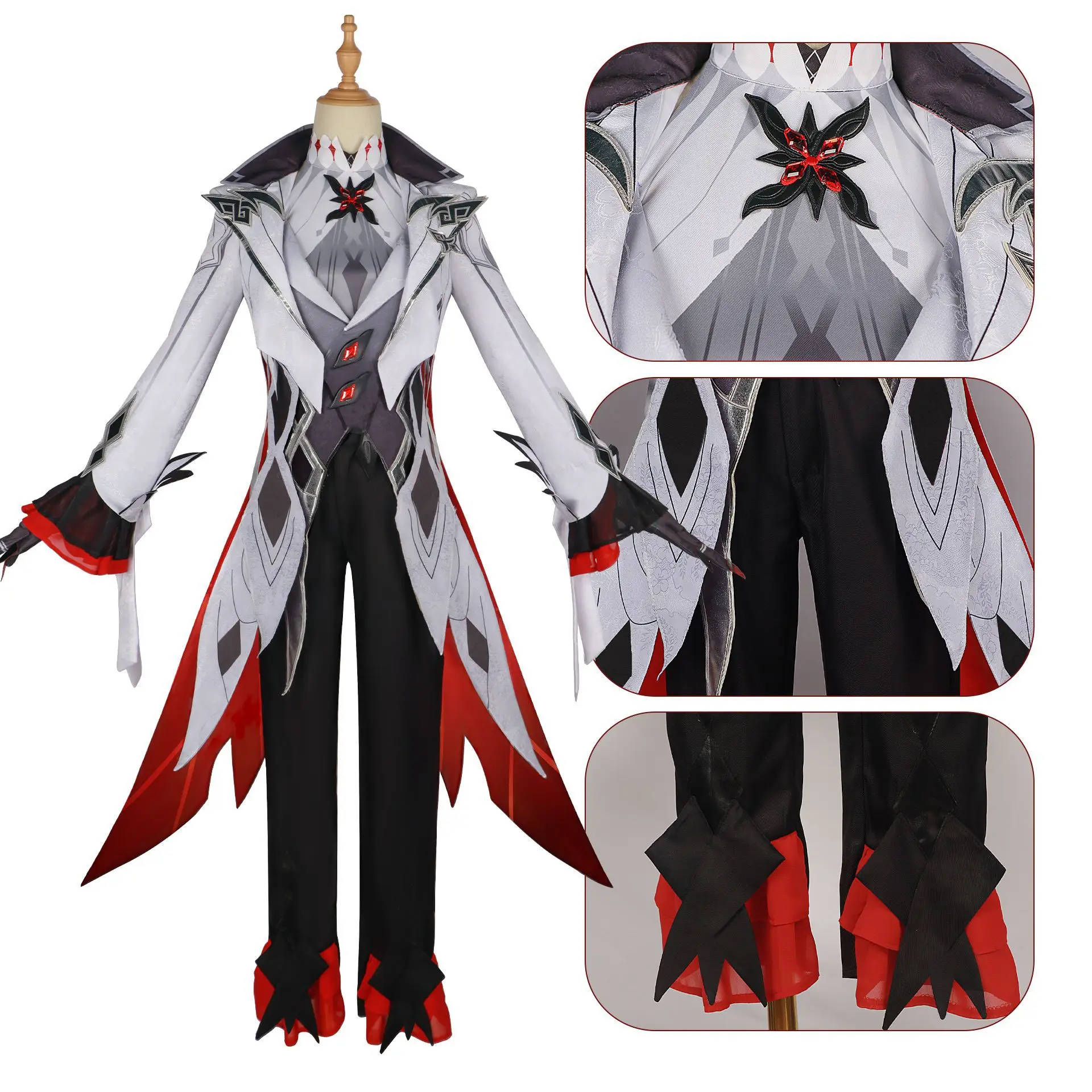 Genshin Impact Cosplay Arlecchino persona reale Costume Cosplay parrucca cappotto camicia pantaloni scarpe Set carnevale di Halloween