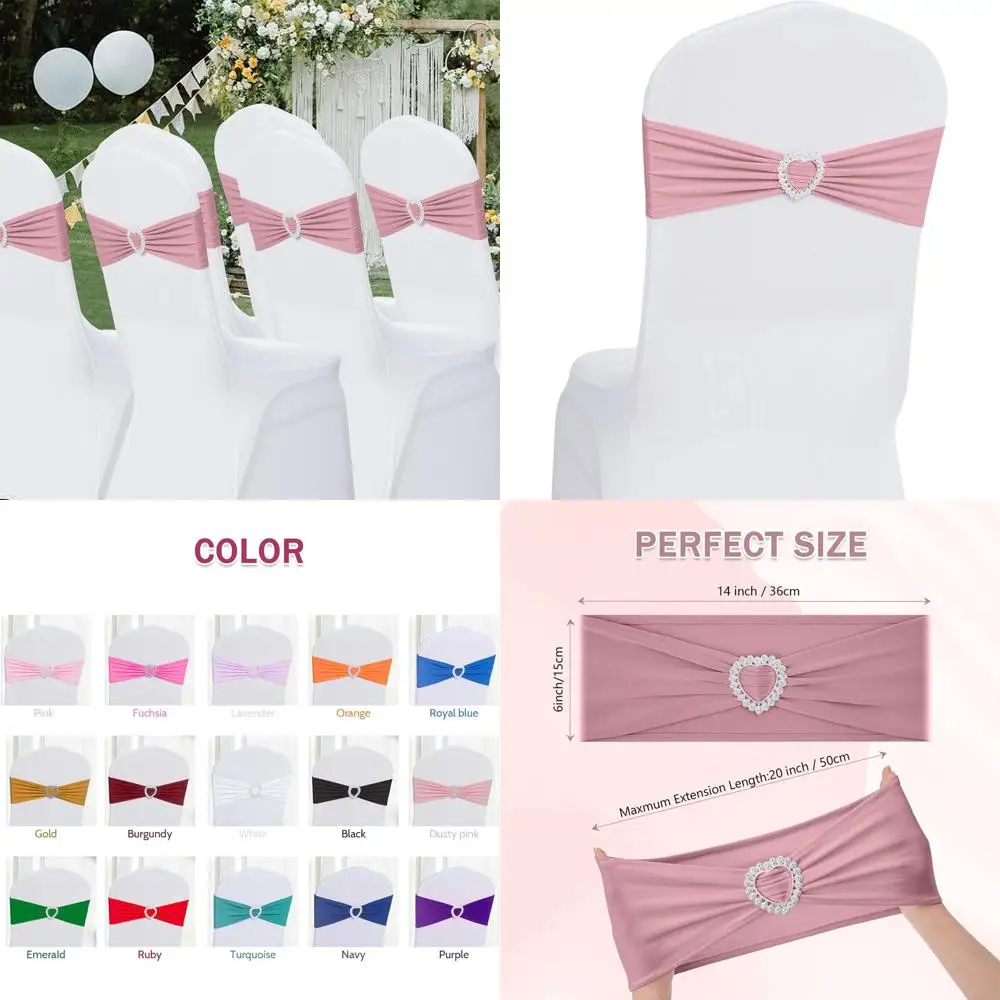 

Банты с поясами для стульев из спандекса, 120 упаковок эластичных чехлов для стульев с ползунком пряжки, универсальные эластичные завязки для стульев для свадьбы, бан