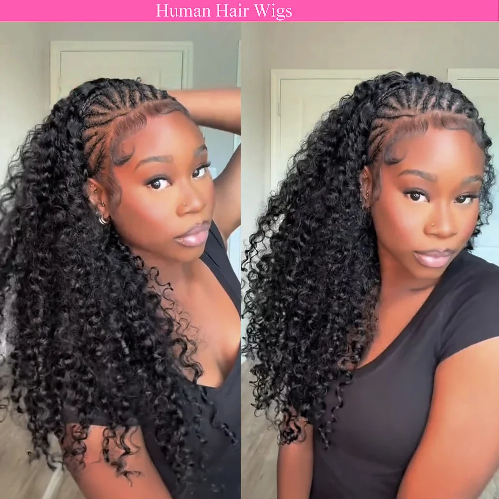 3IN1 demi-perruque sans colle perruque cheveux humains avec cordon sans couture clips Deep bouclé demi-perruques prêtes porter