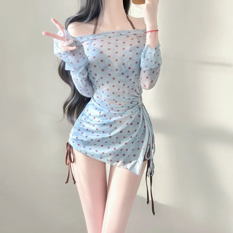 

Женский комплект бикини из трех предметов: красивый купальник, пляжная накидка, для горячих источников, новинка 2026 года