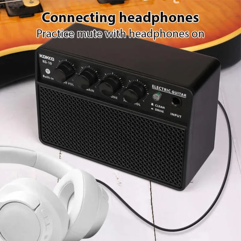 KG-10 Mini Electric Guitar Amplifier Portable Bluetooth Speaker for Daily Practice Street Performance Battery Rechargeable