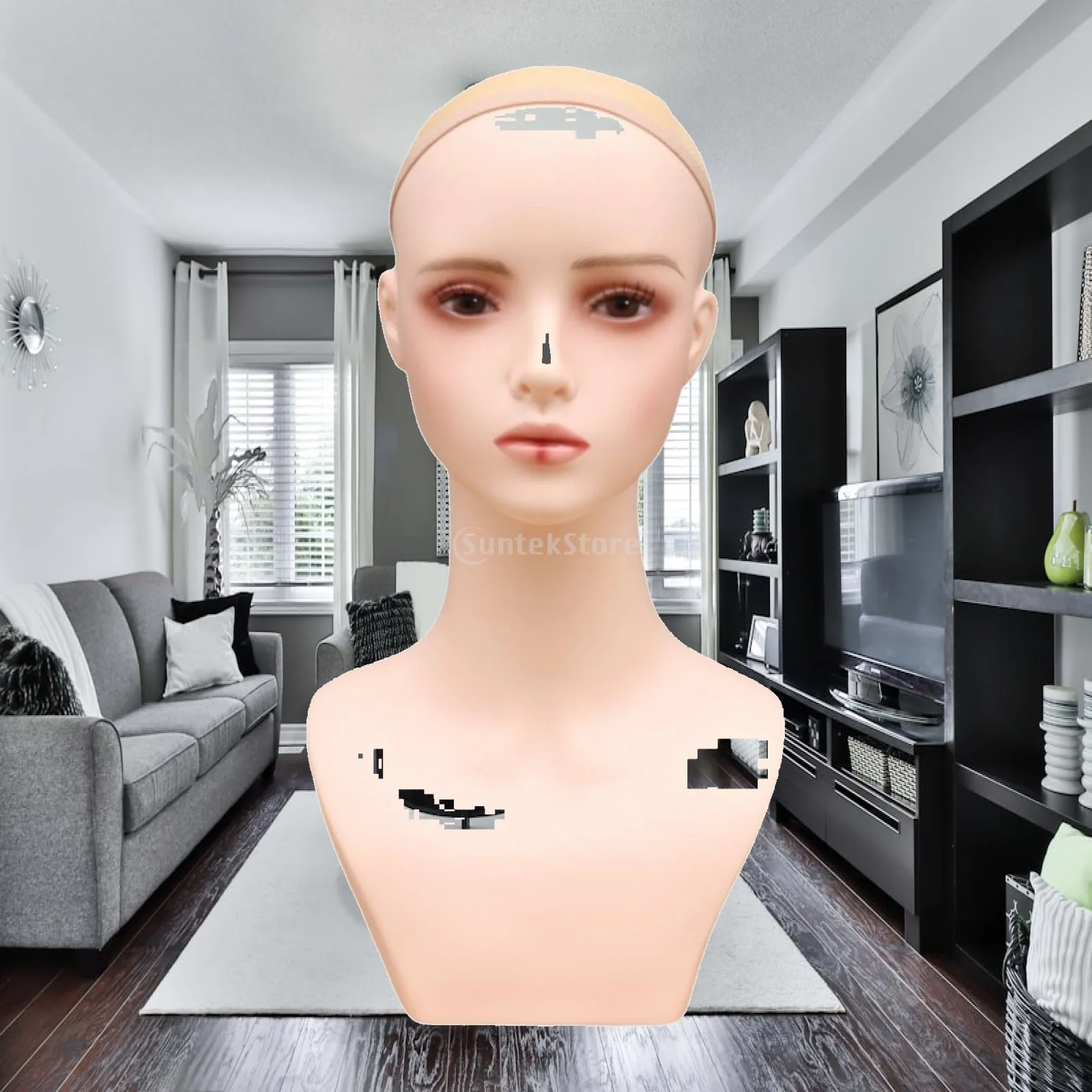 Hairpiece Display Head Makeup Look Hairpiece Display Bust PVC