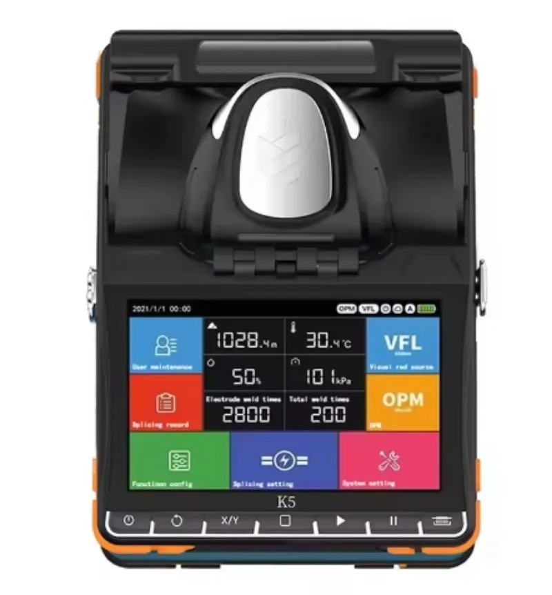 K5  fusion Splicer  6 Motor Core Alignment Mini Splicing Machine Optical Fiber Ftth Welding  Equipment for Telecom