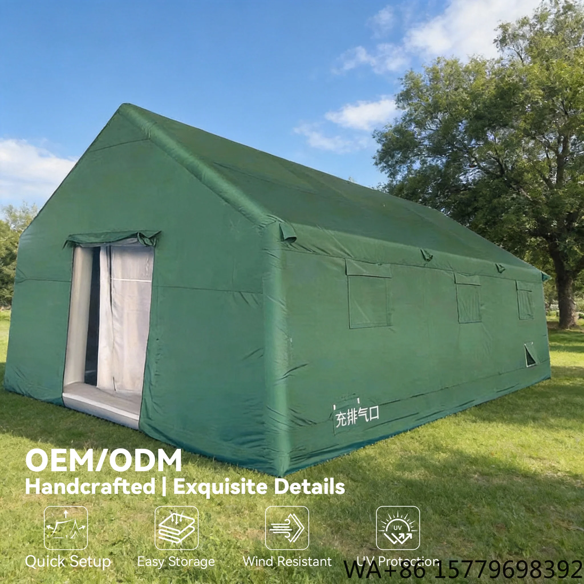 Naleaf Factory Direct Bulk Rescue Air Tent Quick Inflate Waterproof Four-Season Double-Layer Oxford Cloth Safe Shelter Family